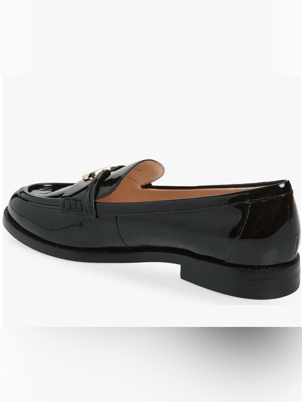 Kate Spade Kara Black Patent Leather Loafers Gold Spade Hardware - Picture 4 of 4